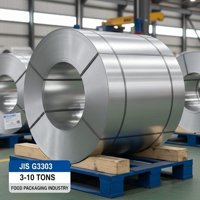 Voedselblikken Blikplaat Spoel Spoel Gewicht 3-10 Ton Standaard JIS G3303 Sterk Materiaal Geschikt voor de Voedselverpakkingsindustrie