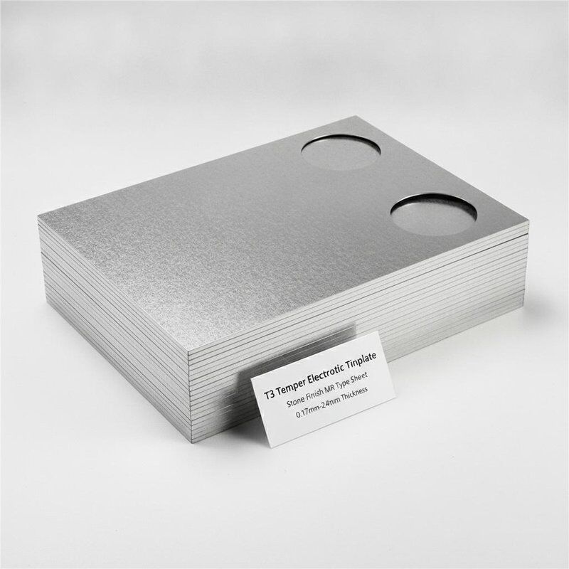 T3 Temperatuur Elektrolytisch Tinplate Stone Finish MR Type Sheet voor rond voedsel Can Closure Lid 0,17 mm-0,24 mm Dikte